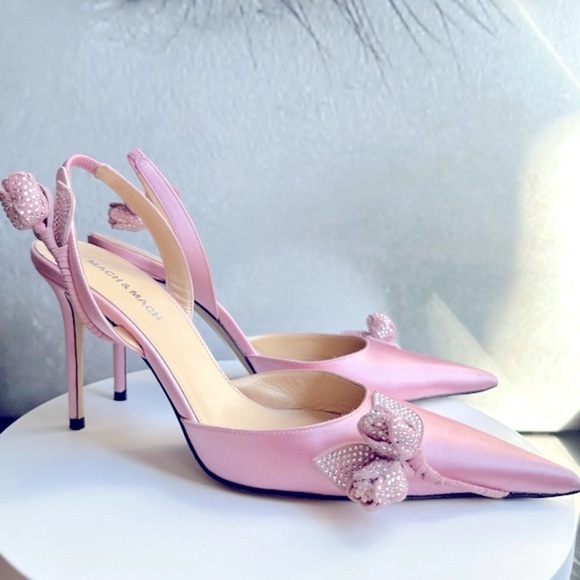 🌺 MACH & MACH🌺 Wonder Tulip Satin Slingback Pumps Size: 40 - Picture 7 of 17